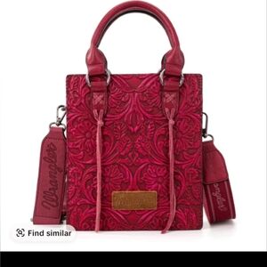 Wrangler Embossed Rose Red Top Handle Crossbody Bag